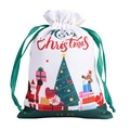 Christmas polyester drawstring gift bag with Santa Claus and reindeer print design - 15*20cm / Christmas Tree