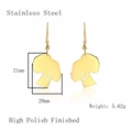 Creative retro African woman head silhouette earrings in polished golden stainless steel - LE3202 Gold