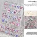 Self-adhesive 3D embossed butterfly nail art stickers in vibrant blue and purple shades - Rose Butterfly to 2524 (Ultra Thin)
