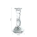 Large 16cm transparent glass candle holder with elegant spiral texture design - Large Circular Spiral Candle Holder / Clear