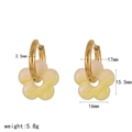 Detailed size chart for stainless steel hoop earrings with colorful glass flower charms - Pale Yellow (TE60545-WGN)