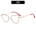 Cat eye metal glasses frame in red and gold finish with clear blue light lenses - C4-Red & Gold