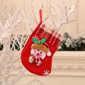 Calza di Natale in peluche rosso con motivo pupazzo di neve e decorazione a campanella - Pupazzo di neve