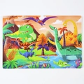 24-piece wooden kids puzzle featuring a vibrant cartoon dinosaur illustration with volcano - Dinosaur Paradise