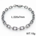 Bracelet chaîne pour homme en acier inoxydable argent mat, dimensions 220x7mm - Bracelet Gris Foncé