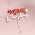 Christmas acrylic cake topper red white merry christmas party dessert decoration prop - Mirror Red Double-Layer Merry Christmas