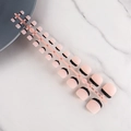24pcs pink French press-on nails with black tip design on marble background - French Black Tip Toe Nails Matte (TN-MP02)
