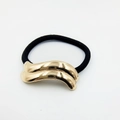 Elegant gold wave alloy hair ring with a sleek black elastic band for stylish ponytails - Double Layer Wavy Overlap Hair Ties (50pcs)