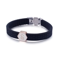 Bracciale sportivo in silicone nero con accenti esagonali in oro rosa e trama a nido d'ape - Bianco Rosa