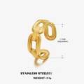 Minimalistische 18K vergulde roestvrijstalen schakelring open verstelbaar - Verstelbaar Open / Goud