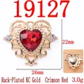 Baroque style gold heart charm with red crystal and hollow pattern for DIY earrings - Red (KC Gold Plated) / Large (26mm x 22mm)