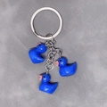Three blue resin duck pendants on a silver metal keychain for bags and accessories - 3-Piece Set / Sapphire Blue