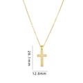 Golden cross necklace pendant with micro-set zircons and precise dimensions - Gold Minimalist Cross (A237)