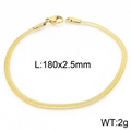 Bracciale a catena piatta in acciaio inossidabile dorato con chiusura a moschettone - Bracciale Color Oro 2,5 mm 18 cm (KB164828-Z)
