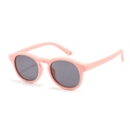 Pink matte silicone sunglasses for toddlers with grey round UV-protective lenses - Orange Pink-C16