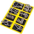 Set of 8 metal wire puzzles for brain training and logical thinking development - Type C Yellow