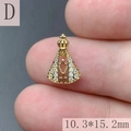 Macro detail of 18K gold plated crown Virgin Mary pendant with white rhinestones - Style D