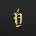 Detailed view of a gold Gothic letter Y pendant accessory made of stainless steel - Letter Y