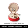 Mini round jewelry organizer in Chinese red velvet with earring and ring slots - Small / China Red