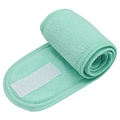 Mint green plush headband with adjustable velcro closure for facial cleansing and skincare - Single Piece / Lake Blue