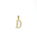 Pendentif lettre D en acier inoxydable doré avec cristaux brillants pour collier - Lettre D