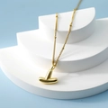 Chic gold-plated bubble letter L pendant necklace with delicate beaded chain design - Letter Y(Y)