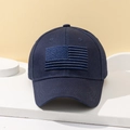 Berretto da baseball blu navy con ricamo bandiera americana, cappello parasole alla moda - M (56-58cm) / Blu Notte