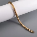 Men's minimalist gold plated stainless steel chain bracelet with lobster clasp - Gold Rectangular Chain