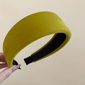 Close-up of ginger yellow velvet padded headband with soft texture and non-slip lining - Yellow
