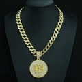 Gold-plated Cuban link necklace with iced out Libra zodiac pendant and white crystals - Libra with 18inch Cuban Chain / Gold