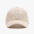 Casquette de baseball beige en mesh avec broderie 3D et visière solaire respirante - Réglable / Poche zippée