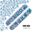 Flatback light blue resin rhinestones in 12-grid organizer box for nail art designs - Light Blue (ZSHZ-868)