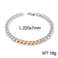 Bracelet chaîne cubaine bicolore argent et or rose avec fermoir mousqueton chic - Bracelet Bicolore Argent Or Rose (KB149662-KLHQ)