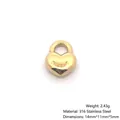 18K gold plated 316 stainless steel heart lock pendant for DIY jewelry making - Gold Heart Lock