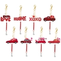 Set of 8 pink Valentine's Day 5D diamond painting acrylic heart pendants and keychains - Style 8
