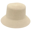 Minimalist beige woven straw bucket hat with fine texture for summer sun protection - Beige