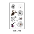 3D realistic spider and web temporary tattoo sticker set in style WS-306 for Halloween - Style WS-306
