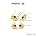 Dettaglio del set di gioielli a fiori in acciaio inossidabile placcato oro 18 carati - Stile con Centro Nero (KS220671-LX)