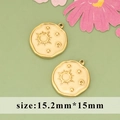 Vintage golden stainless steel heart and sun embossed pendant charms for DIY jewelry making - Irregular Sun Pattern Tag