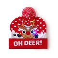 LED Christmas beanie with red reindeer pattern and glowing colorful lights - Red White-Reindeer Oh Deer