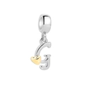 S925 sterling silver letter G charm with a small golden heart detail for bracelets - Letter G