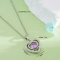 Collana a cuore in acciaio al titanio con zircone viola e catena argento, 40+5cm - Ciondolo a Cuore Viola (Catena d'Argento) (爱心 2476)