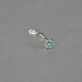 Zilveren G23 titanium navelring met lichtblauwe opaalbloem en hanger van zirkoon - Dikte-Lengte: 1.2x8 / Bloem-Blauwe Opaal OP26