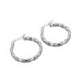 Bambus-Design Creolen aus Edelstahl in polierter Silberoptik für Damen-Schmuck - Stahlfarbe