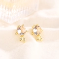 Exquisite Goldfisch-Ohrstecker aus 925er Silber mit Zirkonia und eleganter Goldbeschichtung - Gold