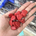 Red heart stone pendant with black crackle patterns and silver clasp detail - Red Turquoise