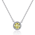 Elegante collana in argento 925 con un ciondolo in moissanite rotonda gialla da 1 carato - Giallo