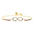 Bracciale infinito dorato regolabile con zirconi colorati e design geometrico elegante - Stile Infinito (CB0015CX)