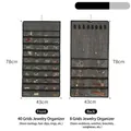 Dark grey 48-pocket hanging jewelry organizer with double-sided transparent PVC slots - 48 Pockets / Gray