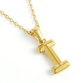 Minimalist 18K gold plated stainless steel letter I pendant necklace for women - Letter I / Gold